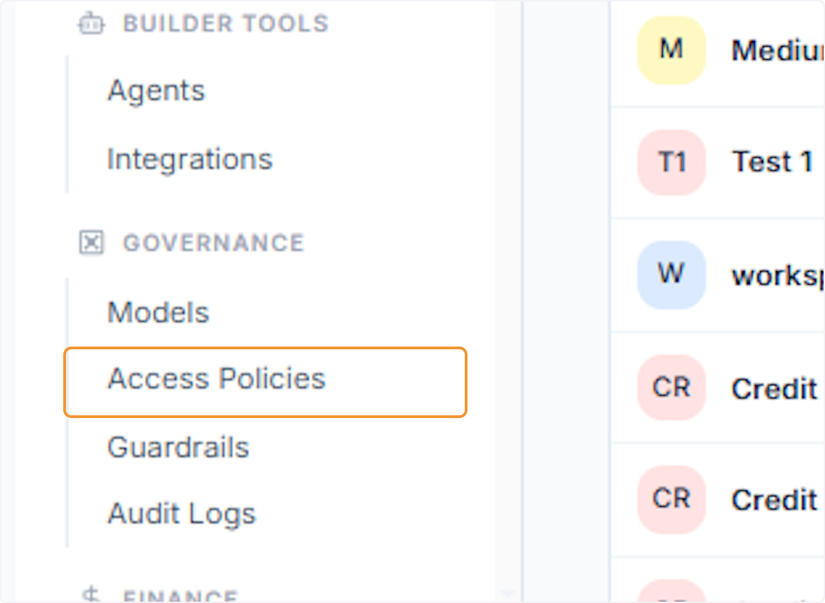 Open the Access Policies section