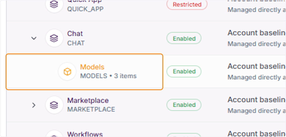 Expand the Models sub-section