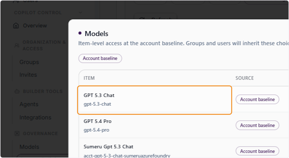 Select a specific model to configure