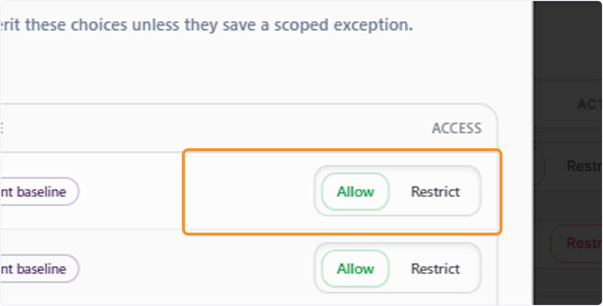 Confirm Allow access for the model