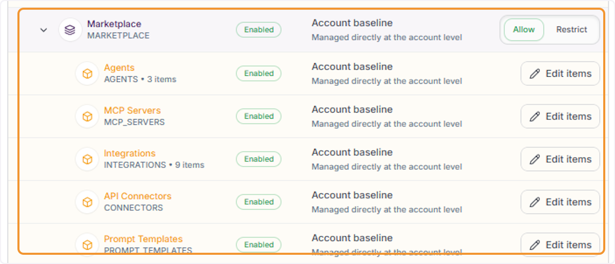 Expand Marketplace section