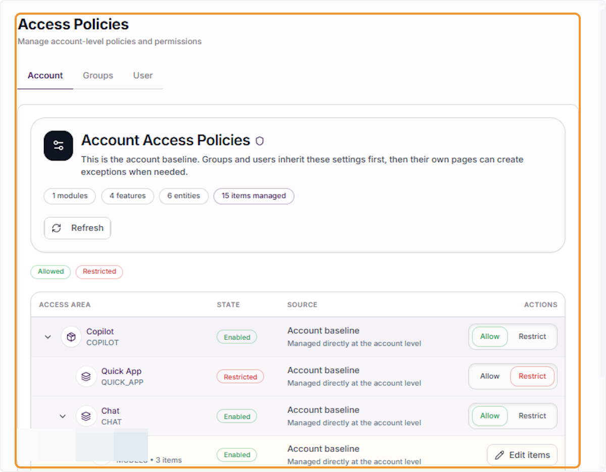 Return to the main Access Policies page
