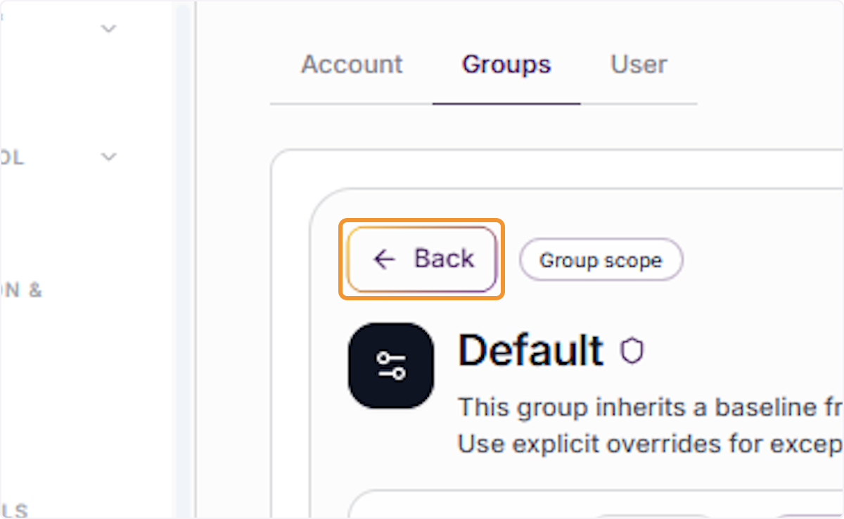 Navigate back from a group detail view