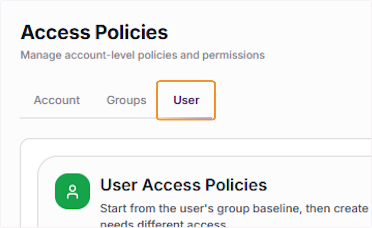 Navigate to the User tab