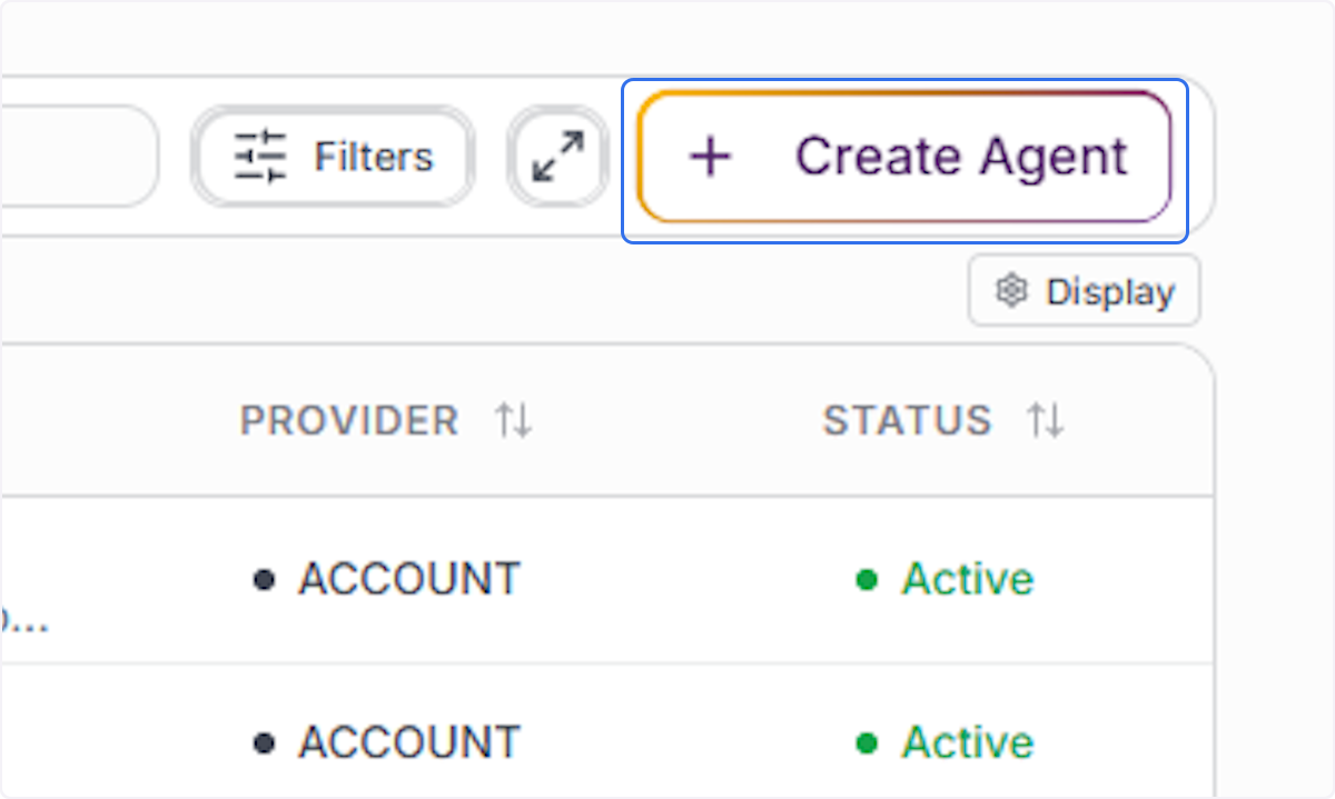 Initiate Agent Creation