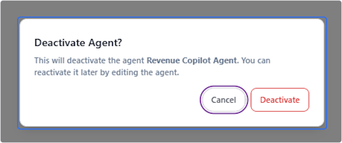 Review the Deactivation Confirmation Dialog