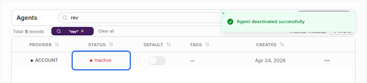 Verify Agent Is Now Inactive