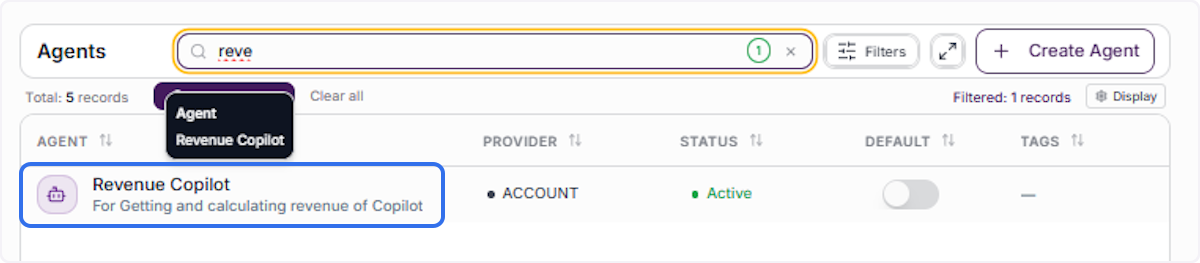 Open the Agent Record