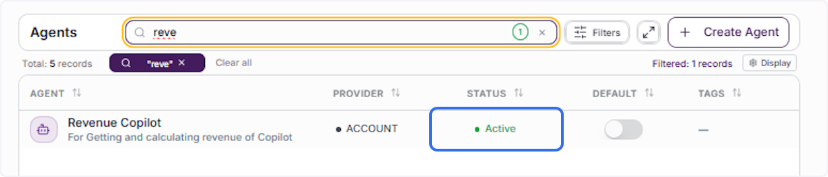 Confirm Agent Status
