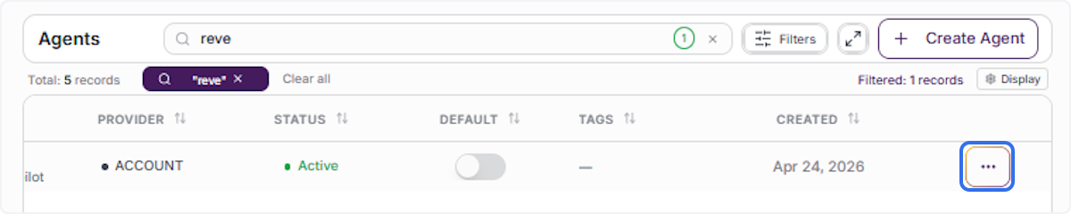 Open the Agent Actions Menu