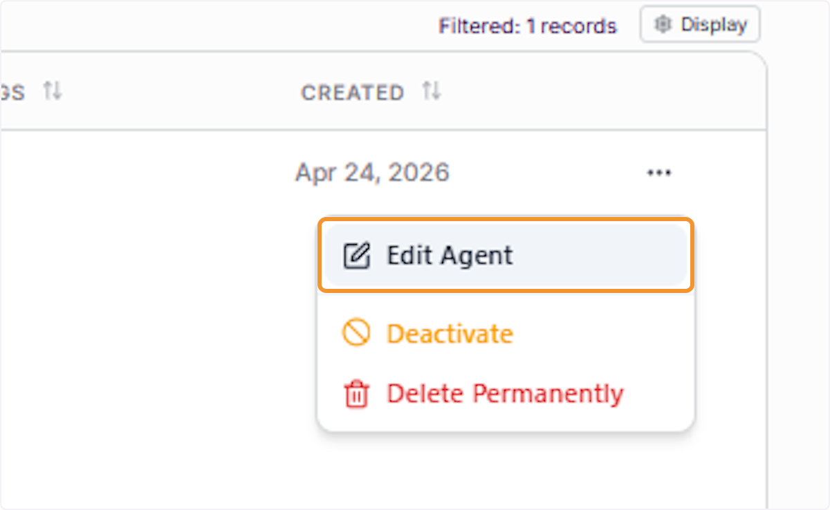 Select Edit Agent