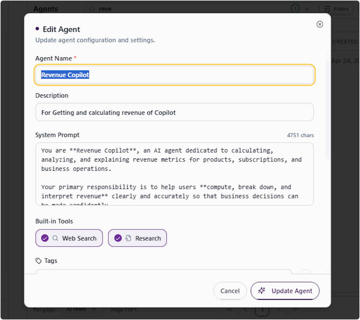 Review Current Agent Configuration