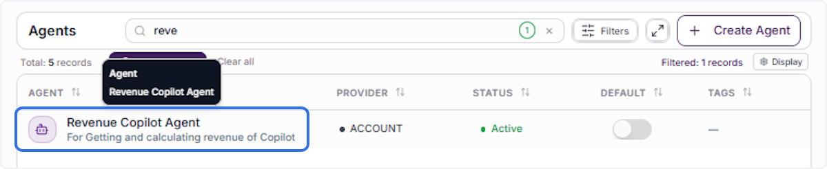 Verify the Updated Agent in the List