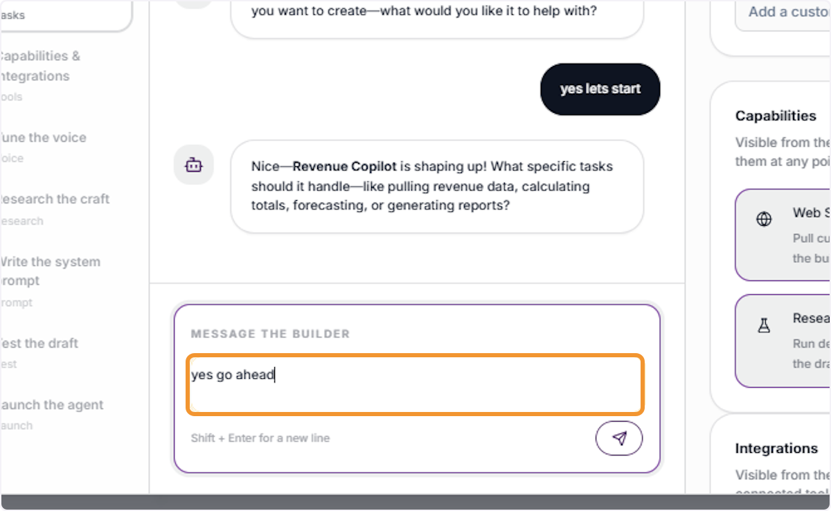 Continue the Builder Conversation