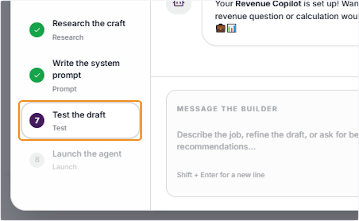 Enter the Test the Draft Stage