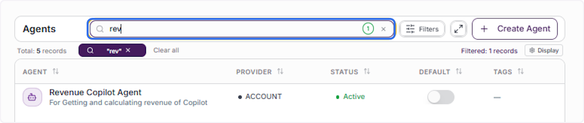 Search for the Default Agent