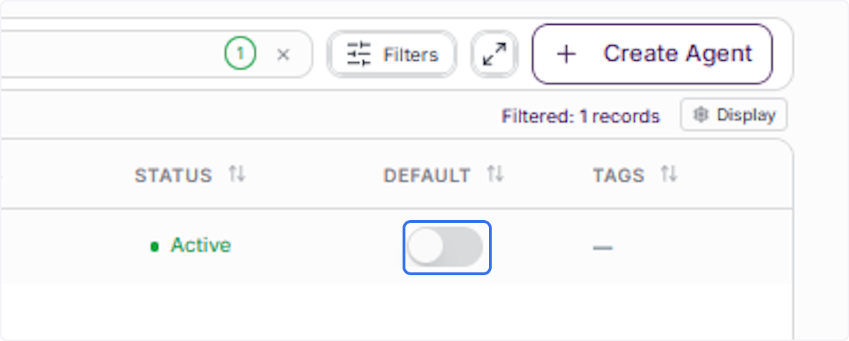Enable the Default Toggle