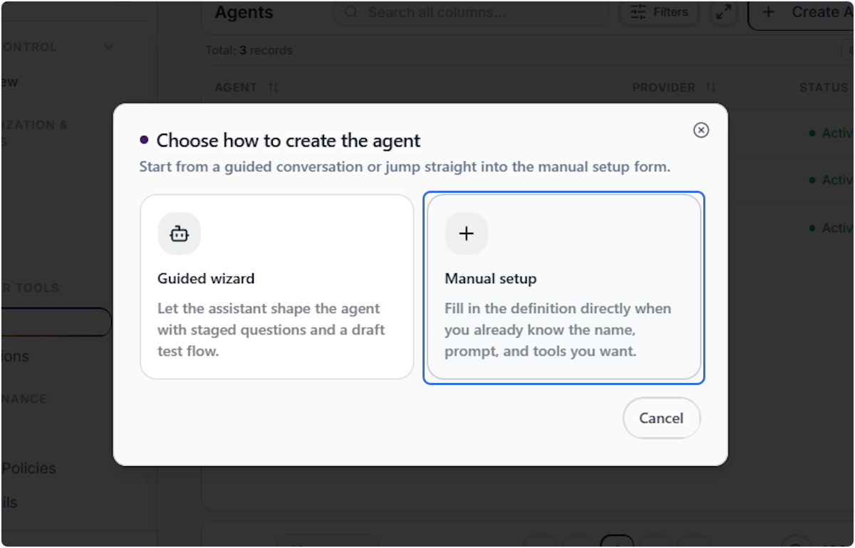 Select Manual Setup