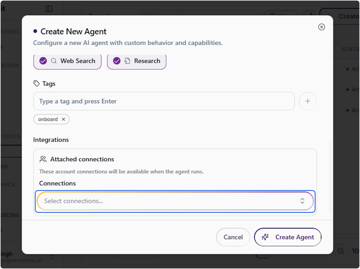 Open the Connections Selector