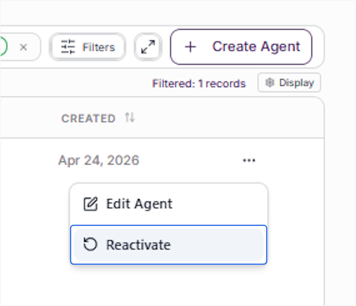 Select Reactivate