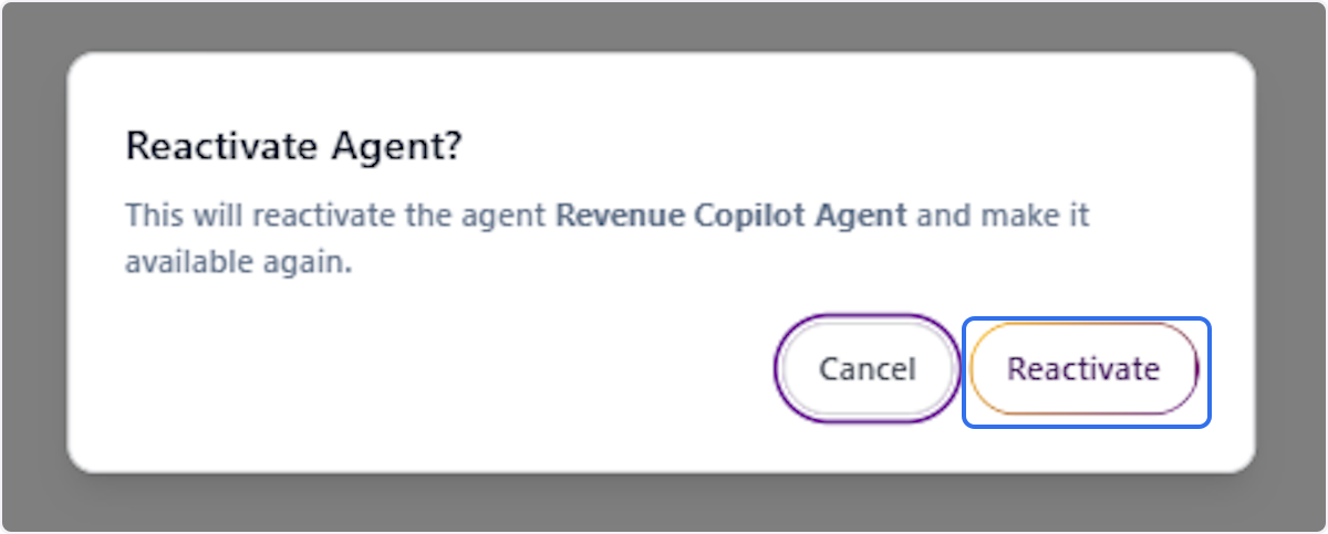 Confirm Agent Reactivation