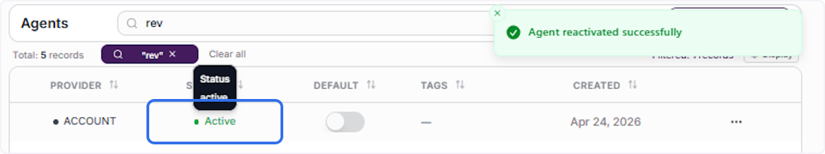 Verify Agent Is Now Active