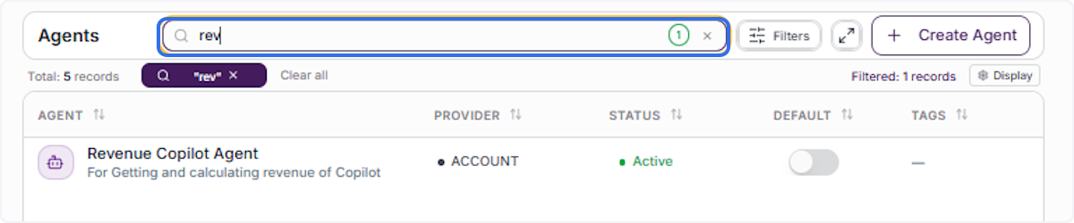 Search for the Agent to Set as Default