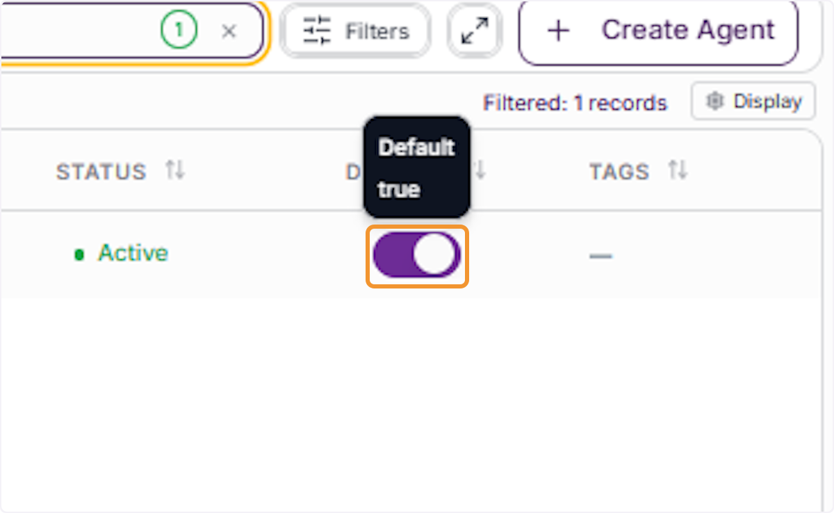 Select the Default Agent