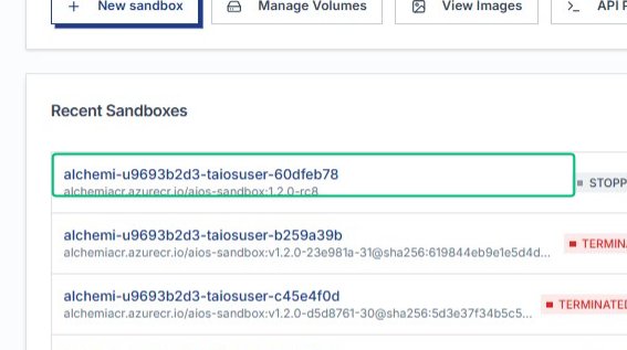 Select a sandbox from Recent Sandboxes