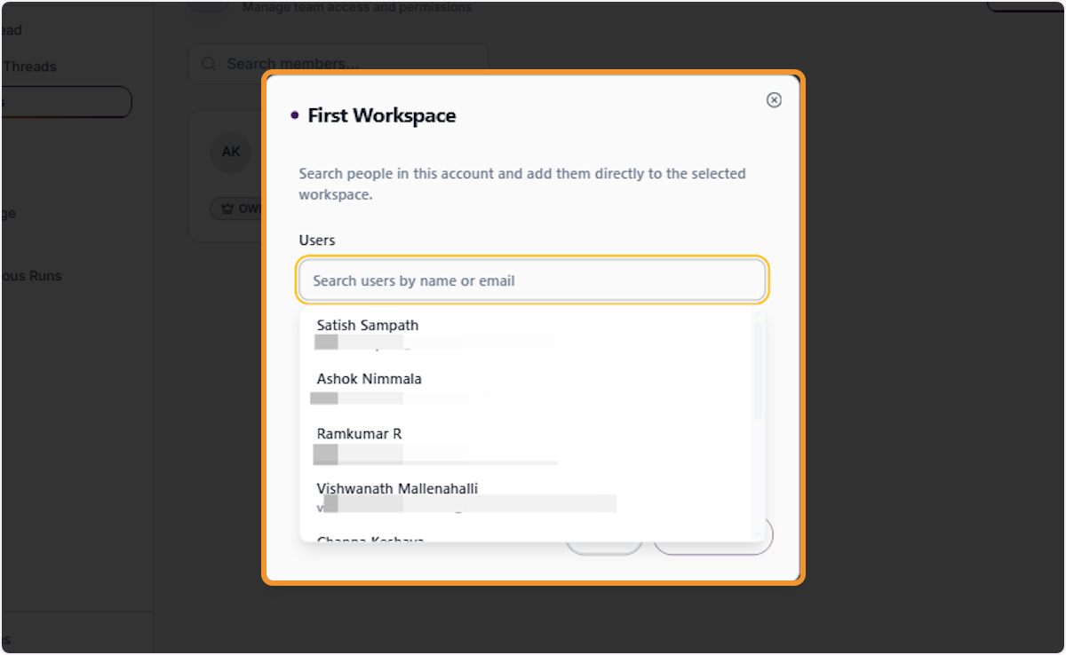 Search Users to Add