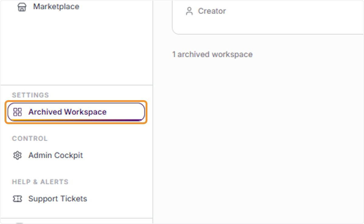Navigate to Archived Workspaces