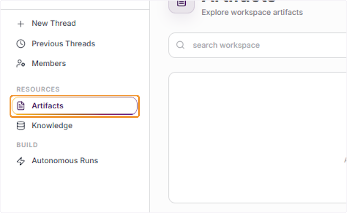 Navigate to Workspace Artifacts