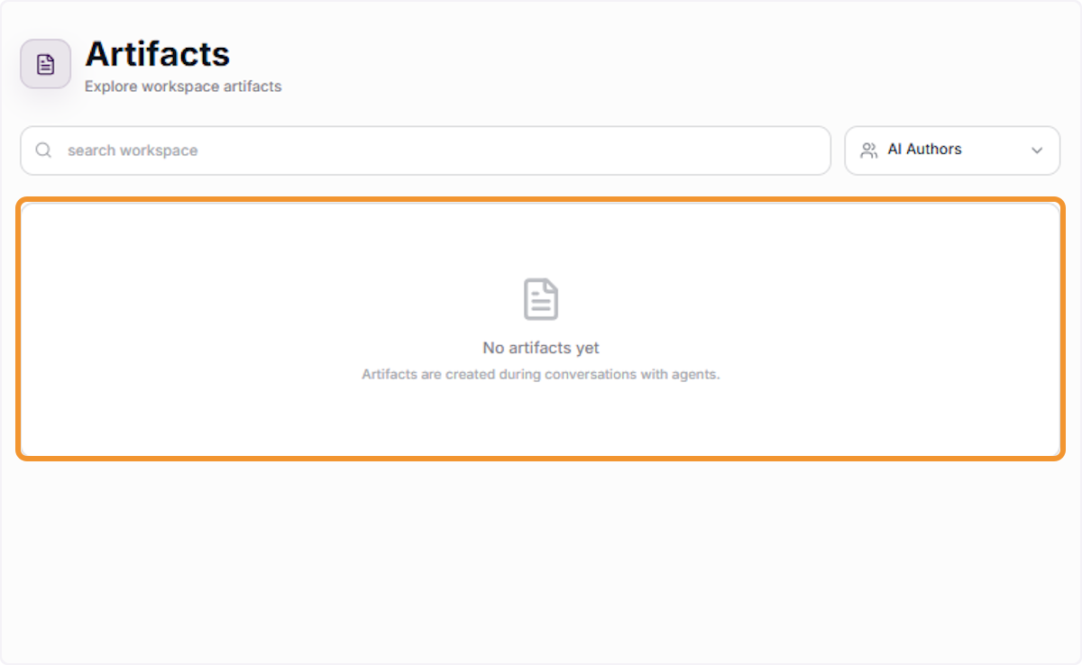 Artifacts Section (Empty State)