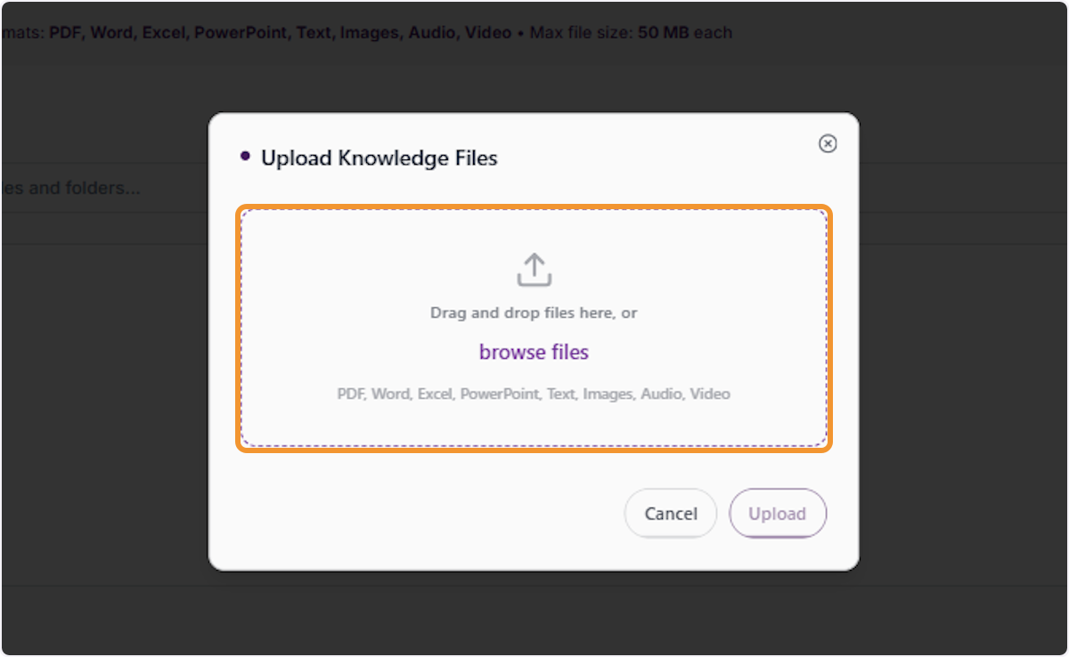 Access the File Upload Modal