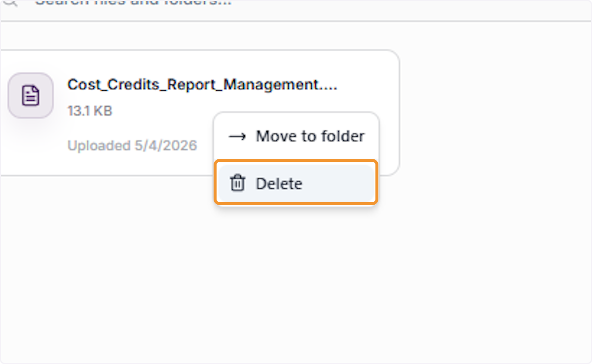 Select Delete to Remove a File