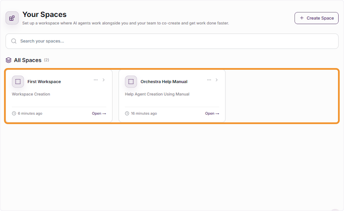 Return to the Workspaces Overview
