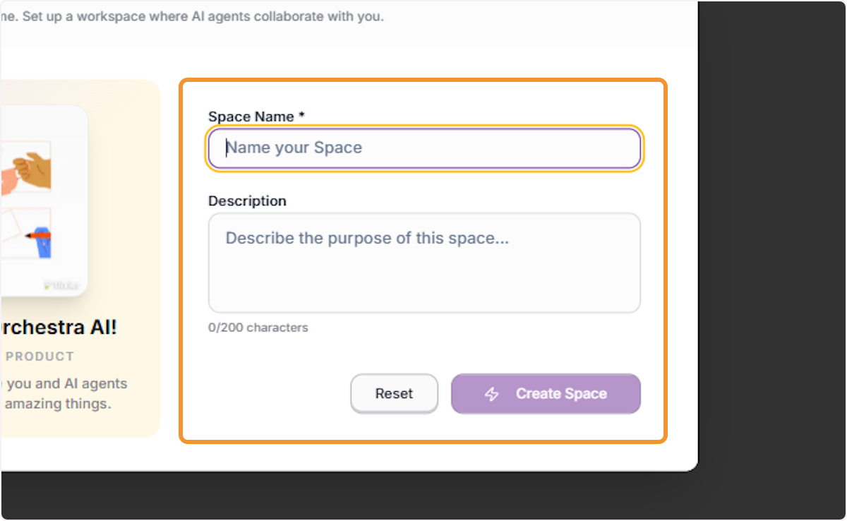 Focus on the Space Name Input