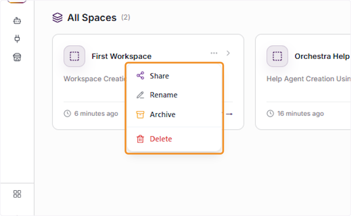 View Workspace Administrative Options