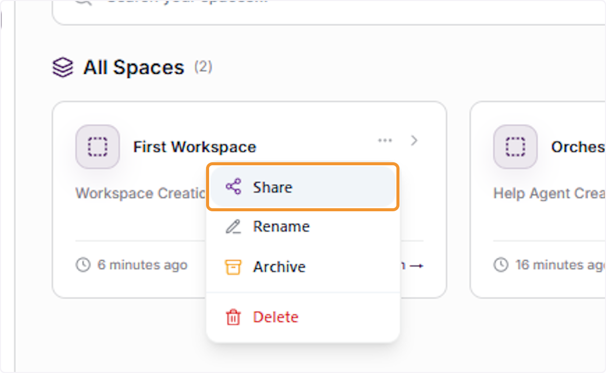 Share Workspace with Team Members