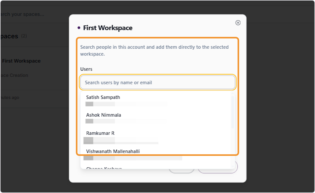 Search for Users to Share With