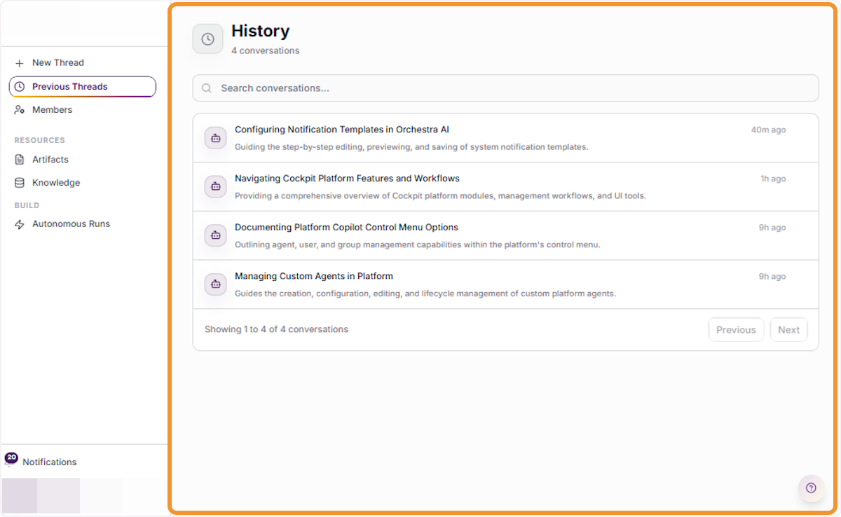 Browse Conversation History