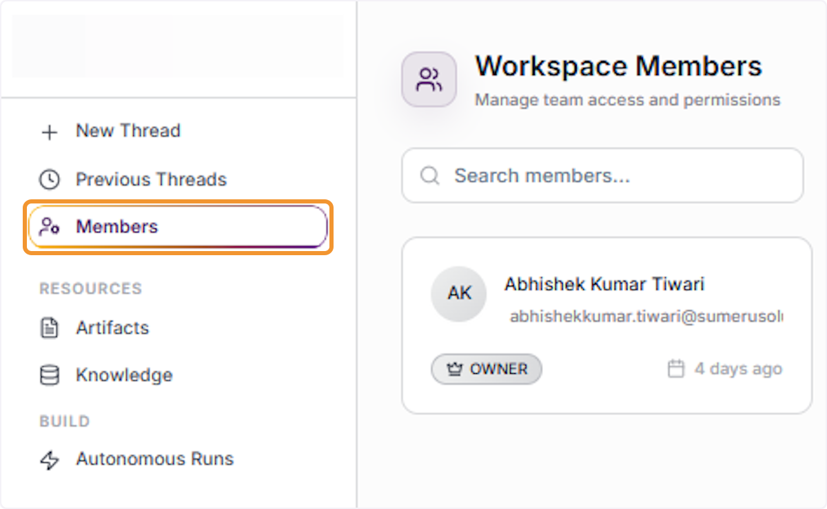 Open Workspace Members Panel