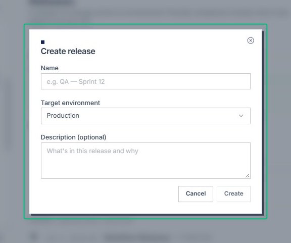 Review the Create release dialog