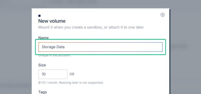 Continue entering the volume name