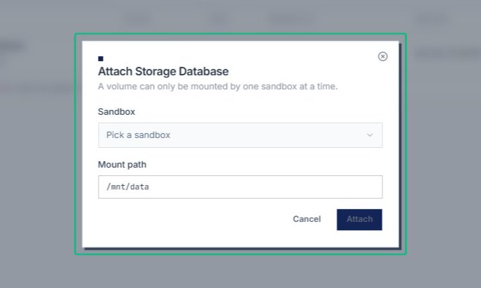 Review the Attach Storage Database dialog
