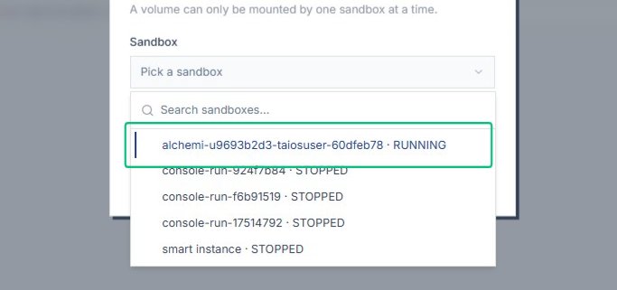 Select a sandbox from the list