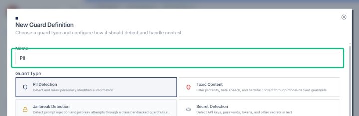 Enter a name for the guard definition