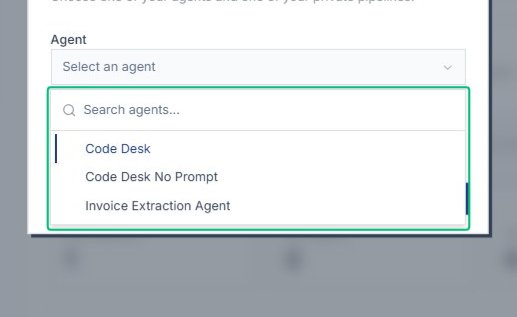 Open the Select an agent menu
