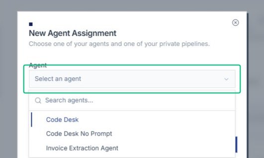 Select Code Desk from the agent list