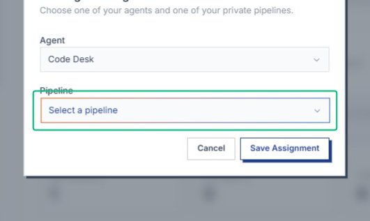 Open the Select a pipeline menu
